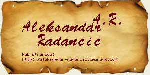 Aleksandar Radančić vizit kartica